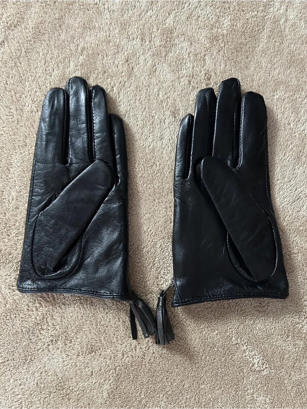 Classic Black Driving Gloves with Tassel Zips